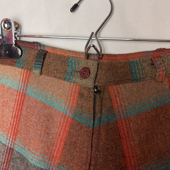 Vintage BRB Corp plaid midi skirt brown tan black - Picture 5 of 6